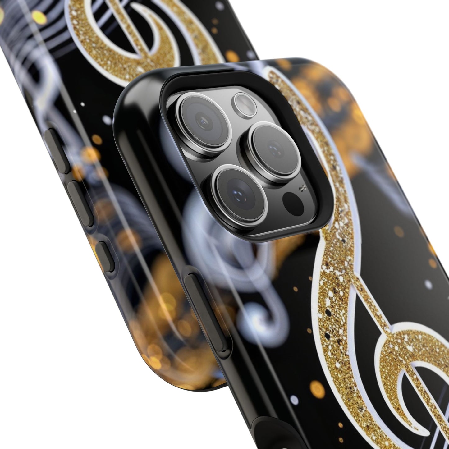 Music Notes Magnetic Impact-Resistant Phone Case — Gold Treble Clef Design