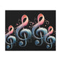 Musical Treble Clef Canvas Wall Art — Pastel Ribbon Notes on Black