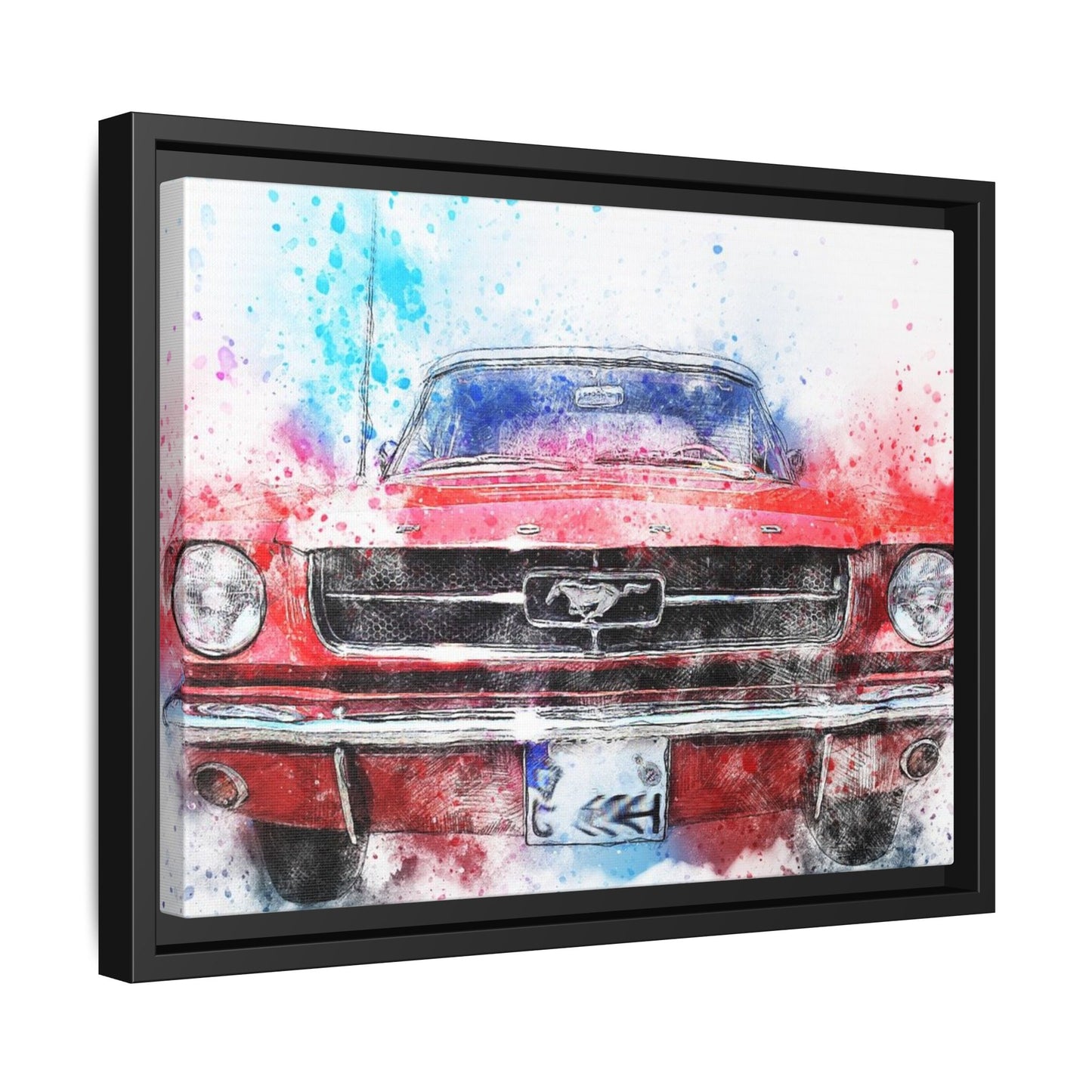 Matte Canvas, Framed Mustang Car