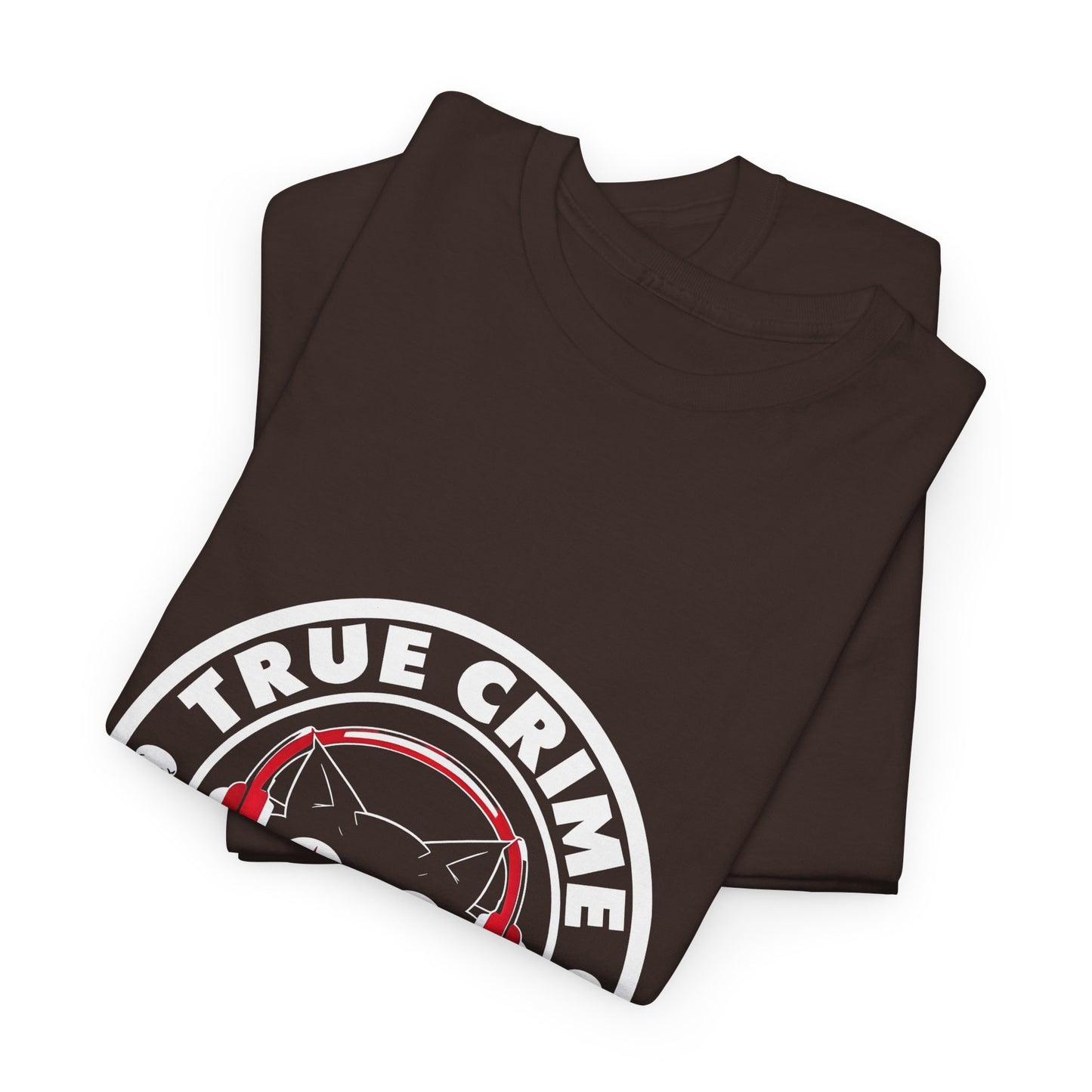 True Crime Podcast Tee — Cat with Headphones Logo