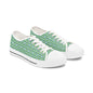 Green Geometric Diamond Pattern Women's Low Top Sneakers — Casual Retro Graphic Tennis Shoes