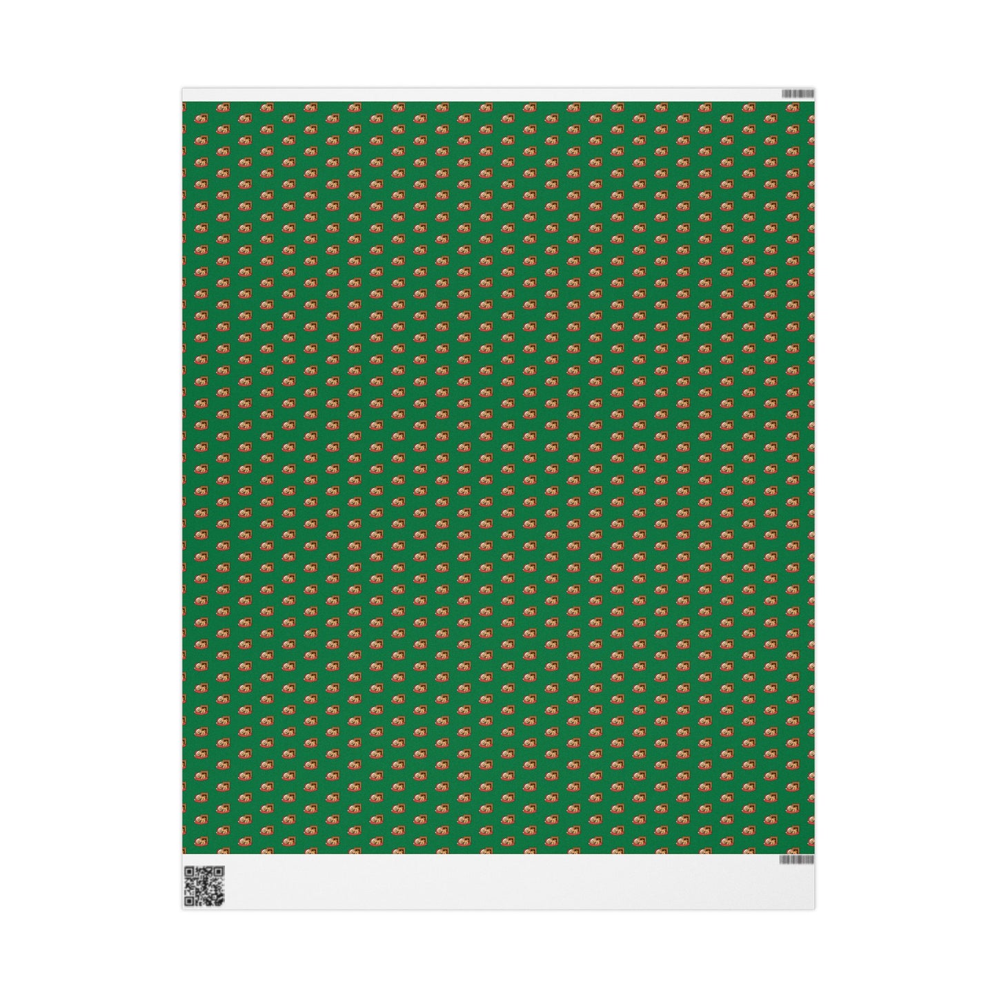 Christmas Green Wrapping Paper Roll with Festive Santa Face Pattern