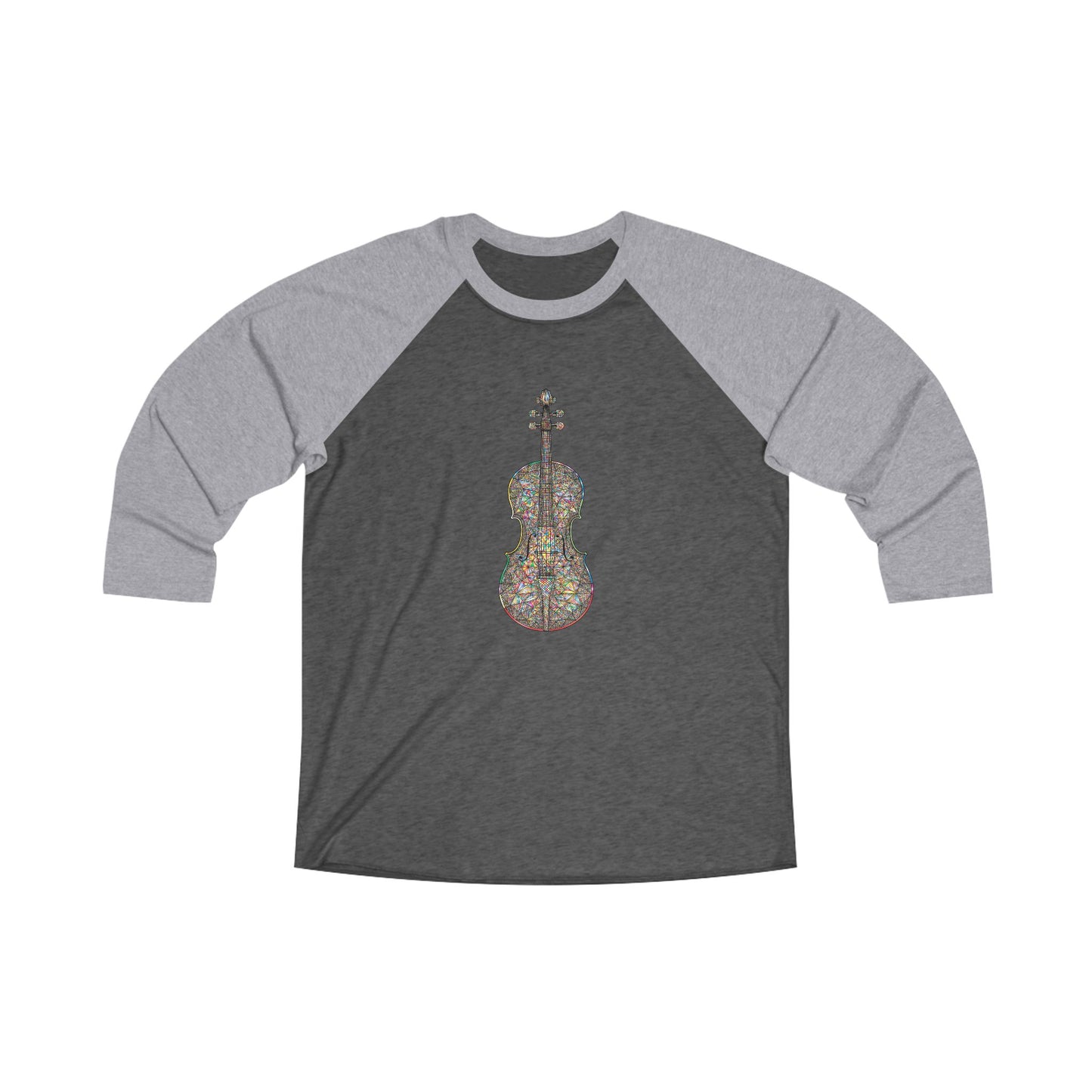 Colorful Violin Raglan Tee, Unisex Music Lover Shirt, Artistic Gift for Musicians, Casual Everyday Wear, Festival Apparel
