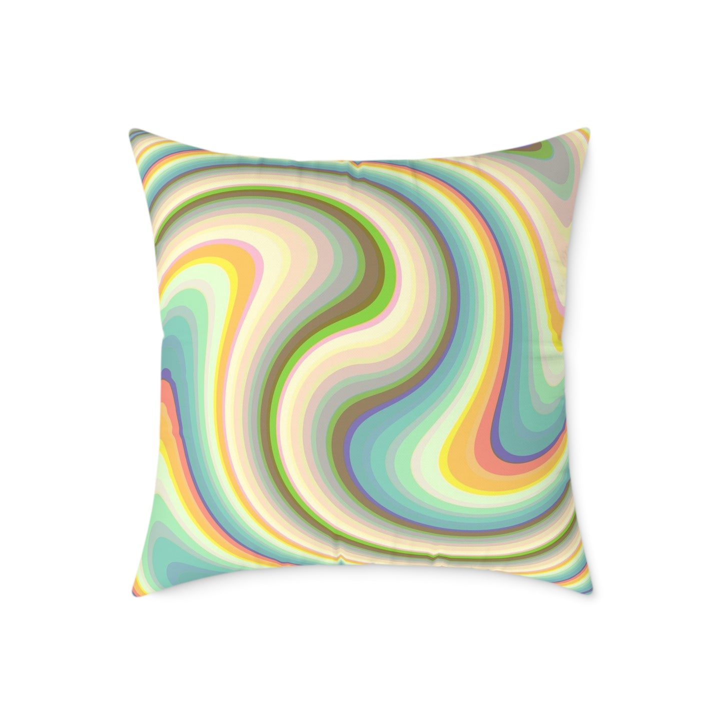 Swirl Retro Throw Pillow — Psychedelic Pastel Wave Decorative Cushion
