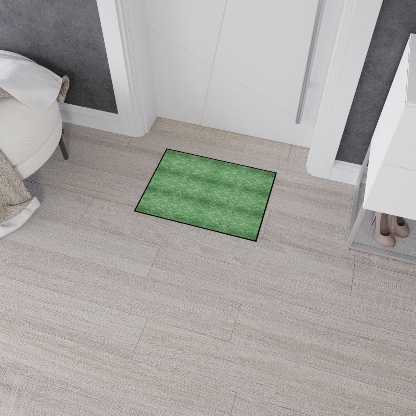 Green Textured Heavy-Duty Floor Mat — Durable Indoor/Outdoor Entry Rug