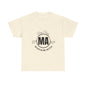 Unisex Heavy Cotton Tee with Massachusetts Design, Casual Wear, Gift for Him/Her, Travel Souvenir, Vintage Style