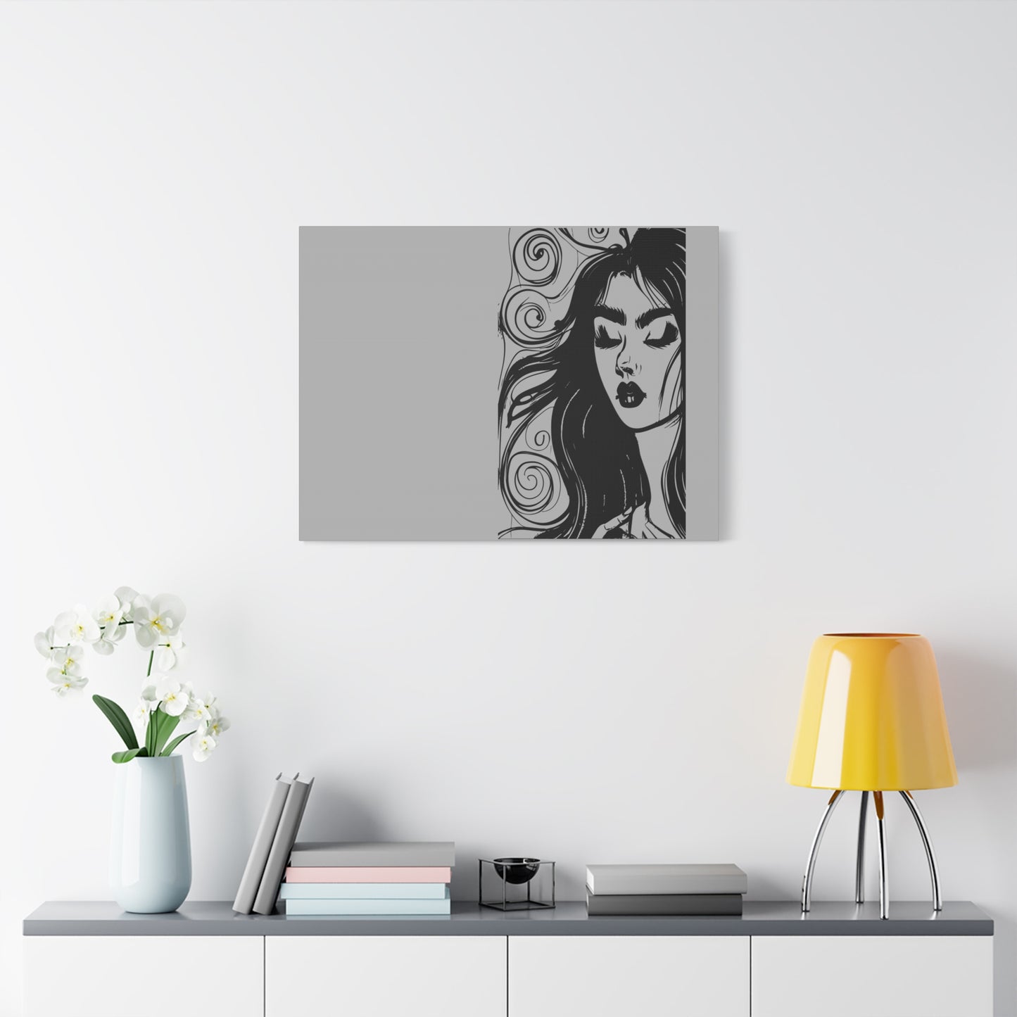 Gothic Woman Portrait Canvas Art — Matte Stretched Wall Decor