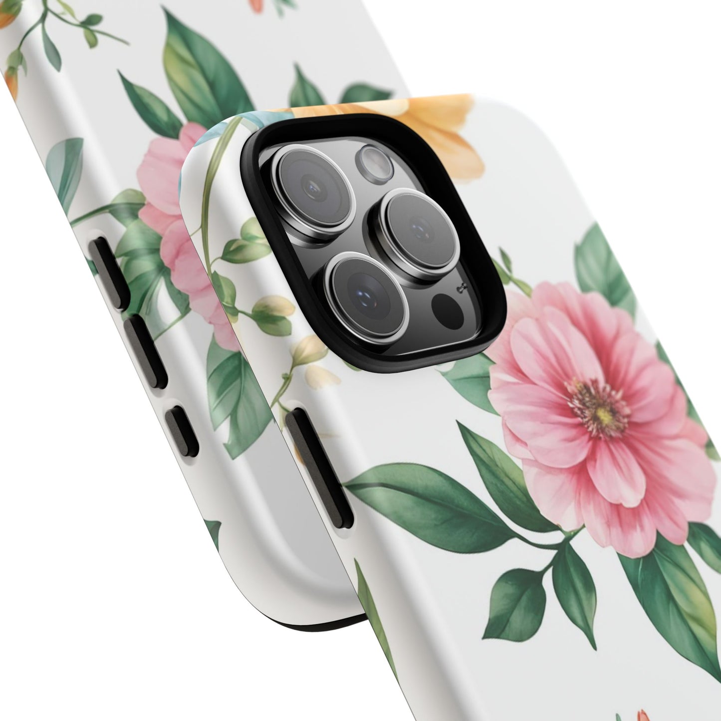 Floral Tough Phone Case — Pink Peony Protective Phone Cover