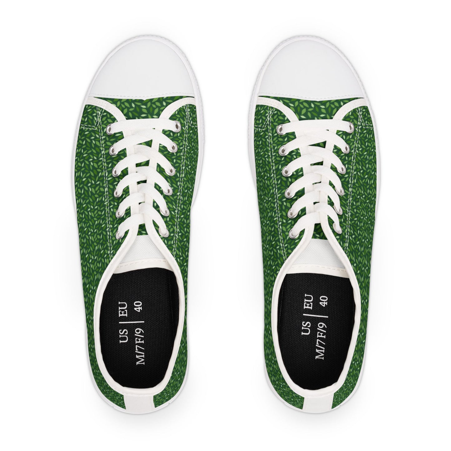 Green Texture Low Top Sneakers — Women's Casual Canvas Shoes