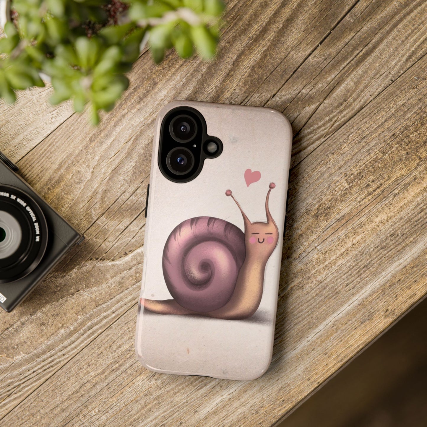 Cute Snail Phone Case — Pink Heart Cartoon Protective iPhone Cover