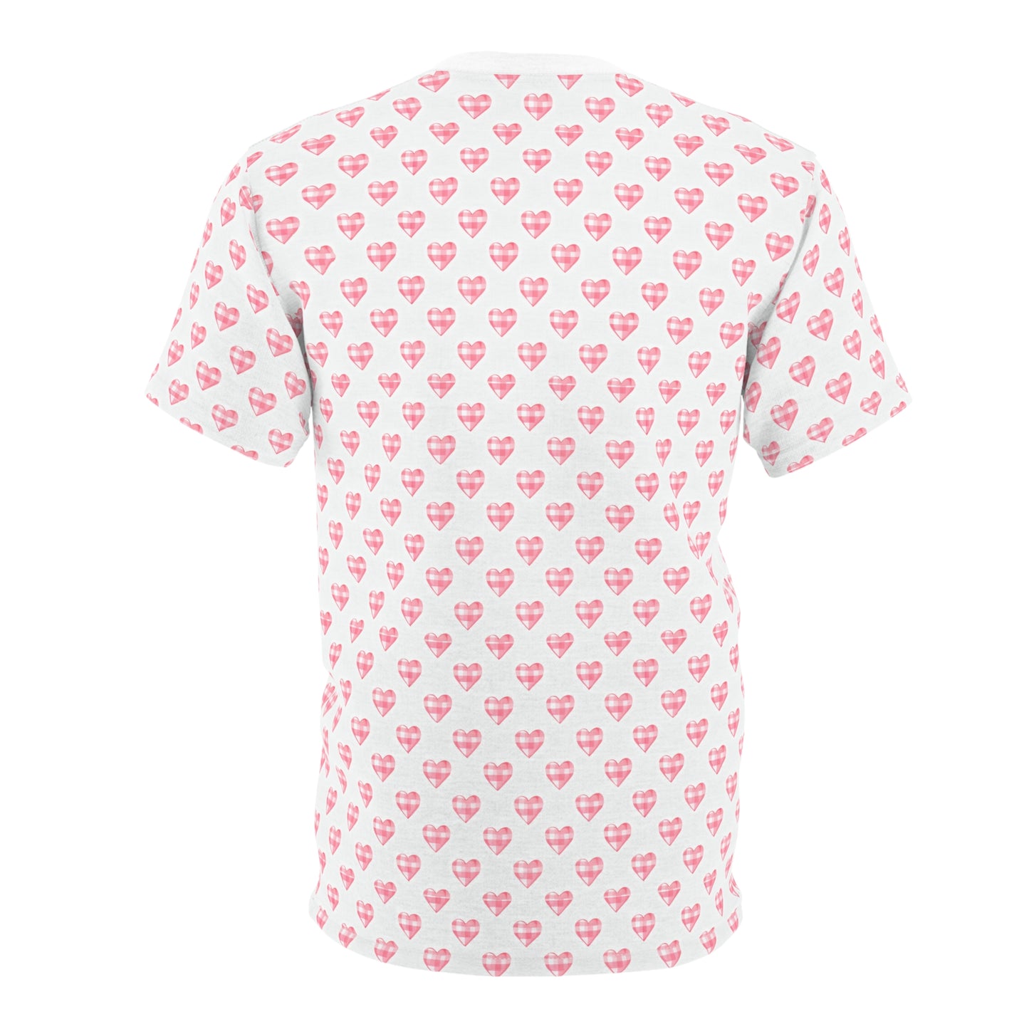Pink Heart Pattern T-Shirt — All-Over Print Cute Valentine Tee
