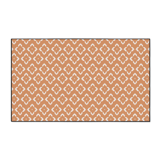 Heavy-Duty Floor Mat — Terracotta Moroccan Tile Pattern, Non-Slip Entry Rug