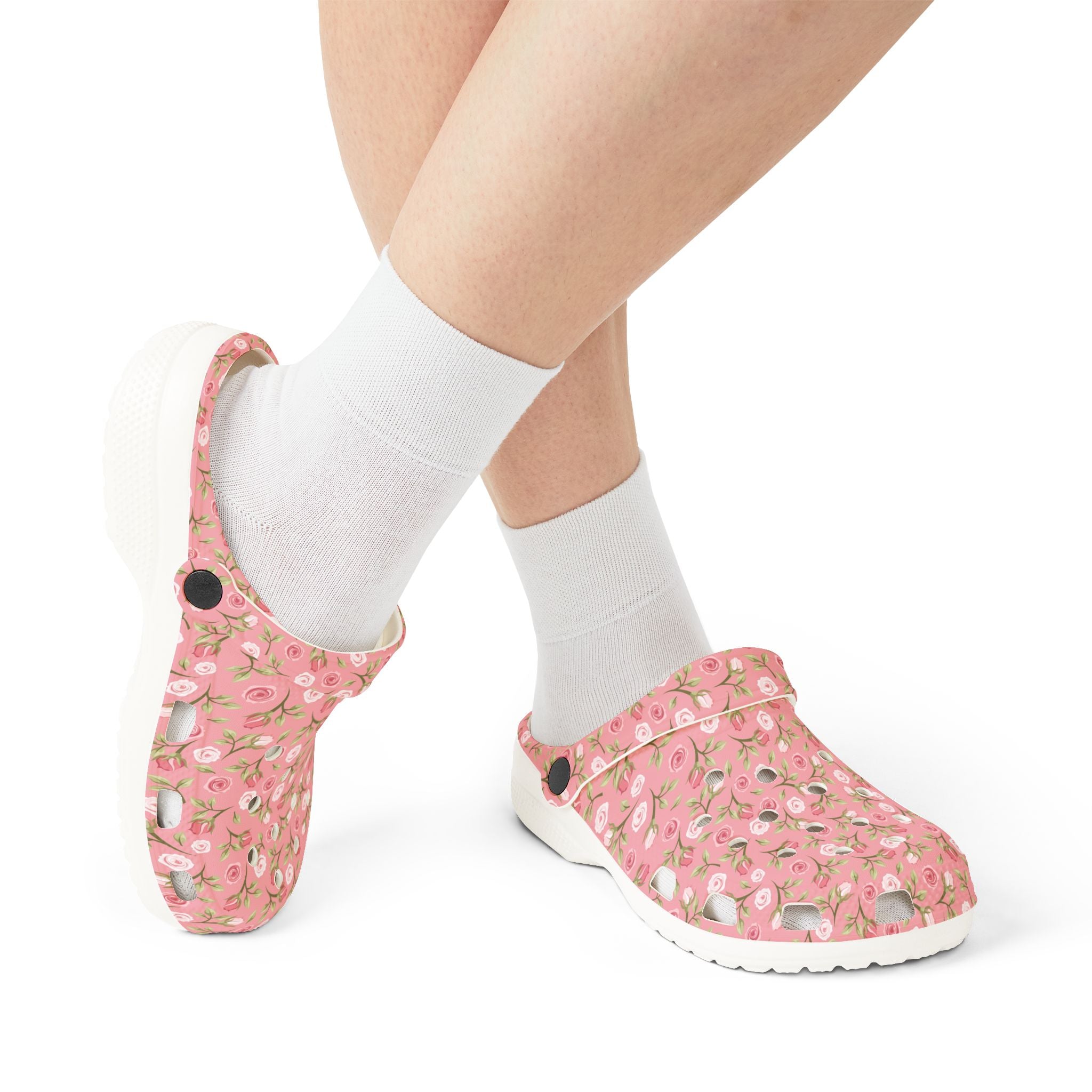 Floral Pink EVA Foam Clogs – Comfortable Garden Slip-On Shoes