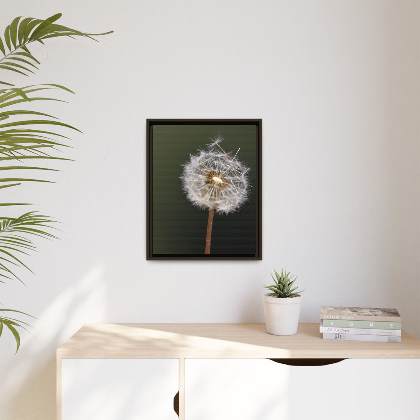 Framed Dandelion Canvas Print — Matte Botanical Wall Art
