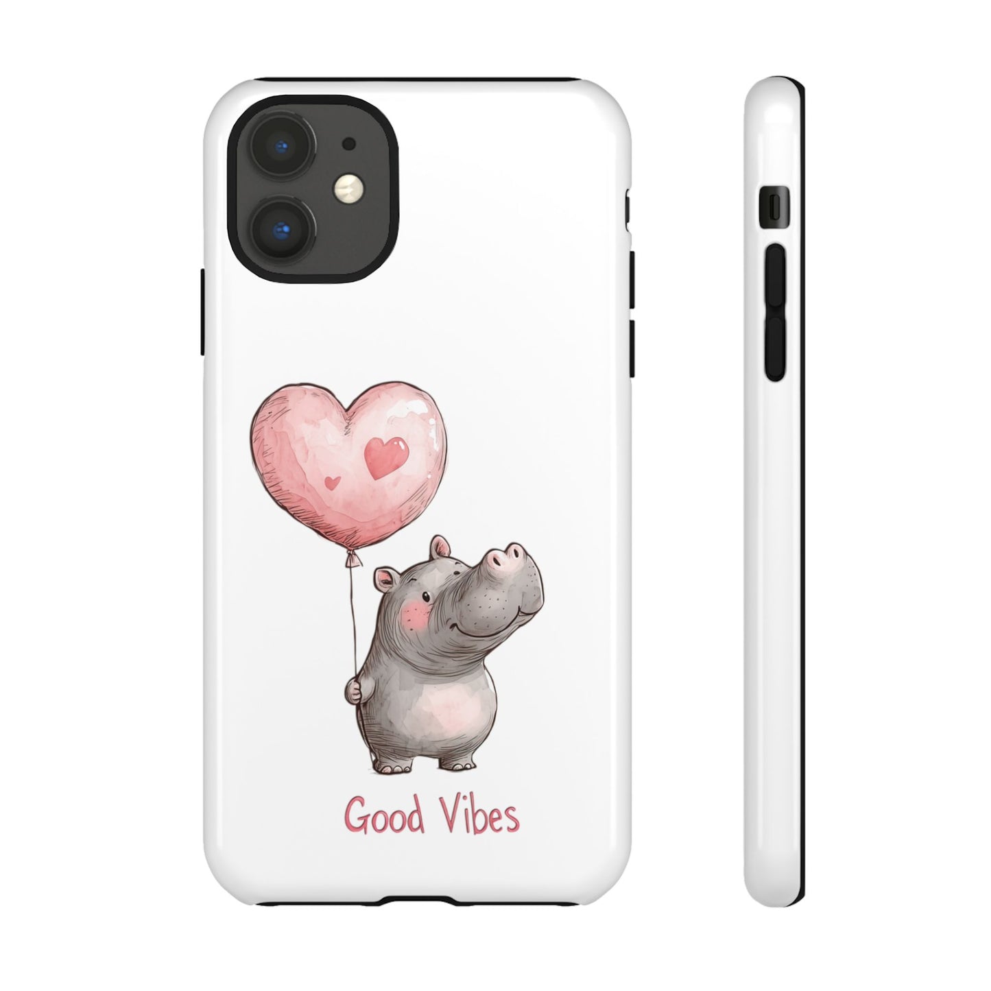 Cute Hippo Phone Case - Good Vibes Design, Animal Lover Gift, Fun Accessory, Birthday Present, Phone Accessories