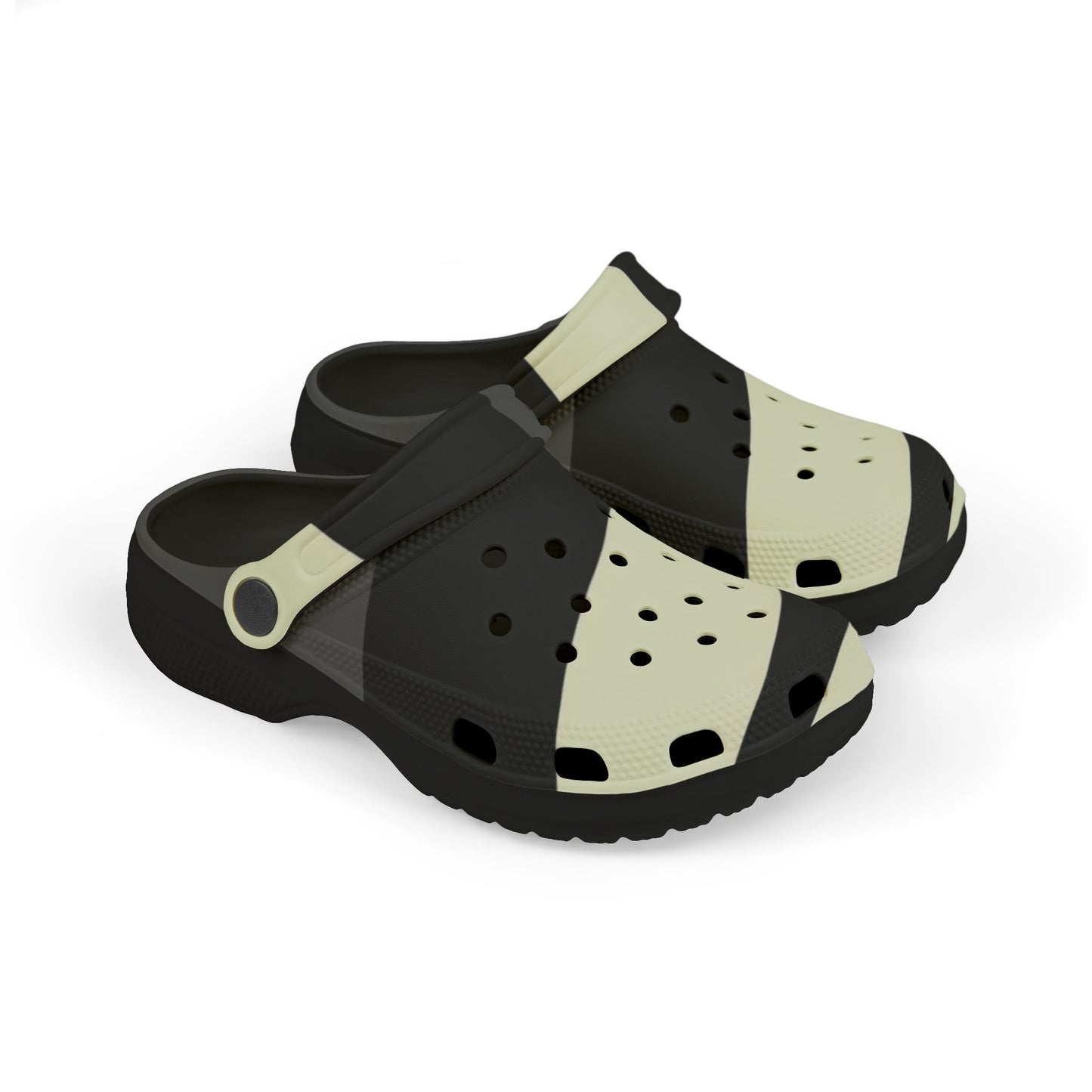 Kids Black & Cream Striped EVA Foam Clogs — Lightweight Slip‑On Sandals for Everyday Play