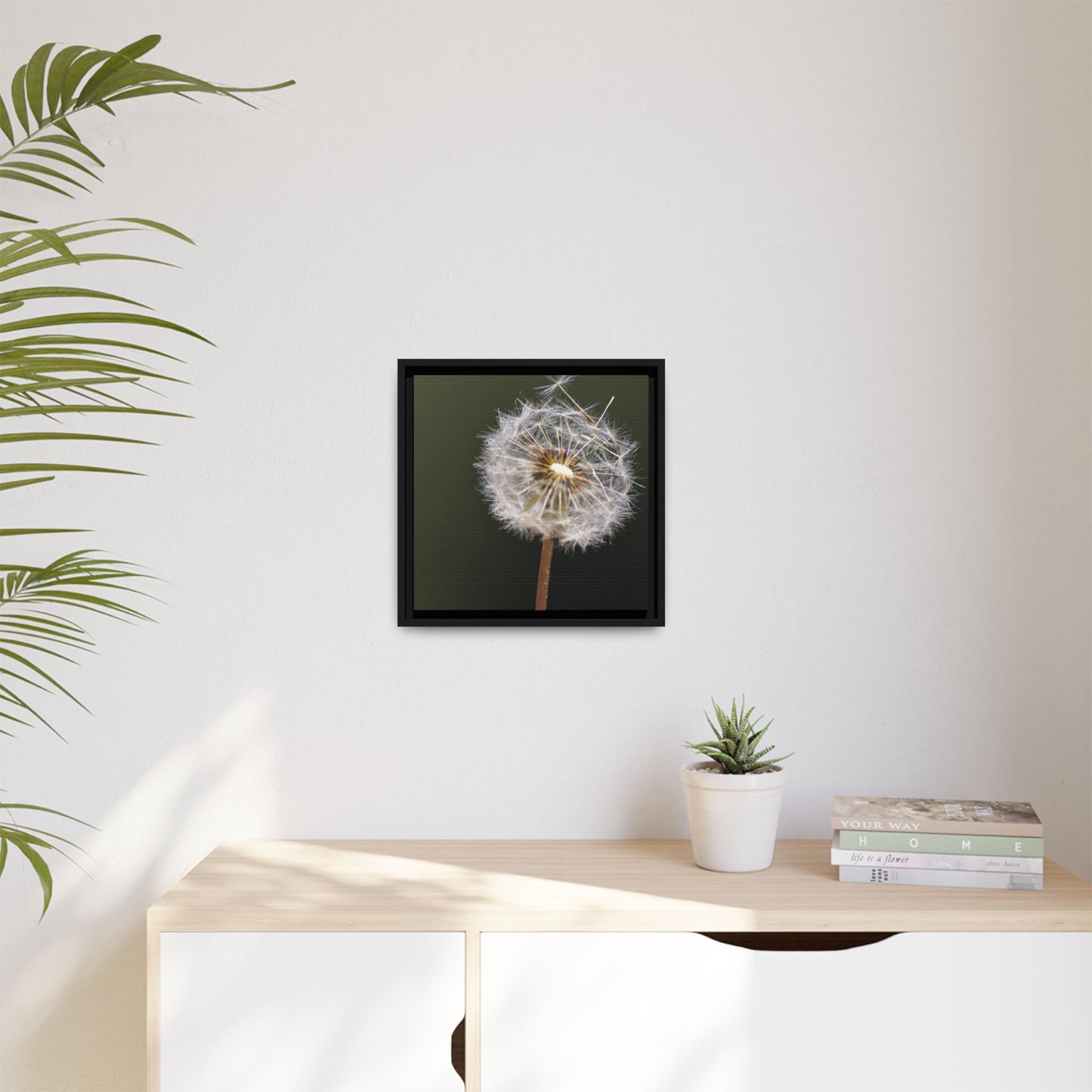 Framed Dandelion Canvas Print — Matte Botanical Wall Art