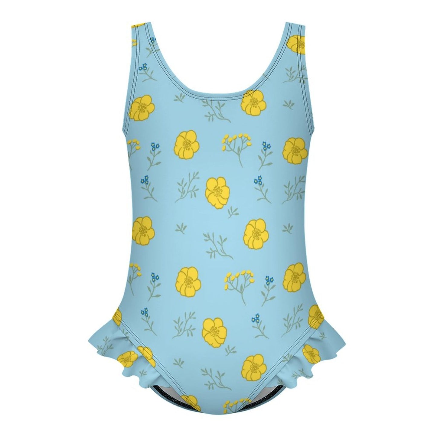 Girls Ruffle Trim One Piece Swimwear