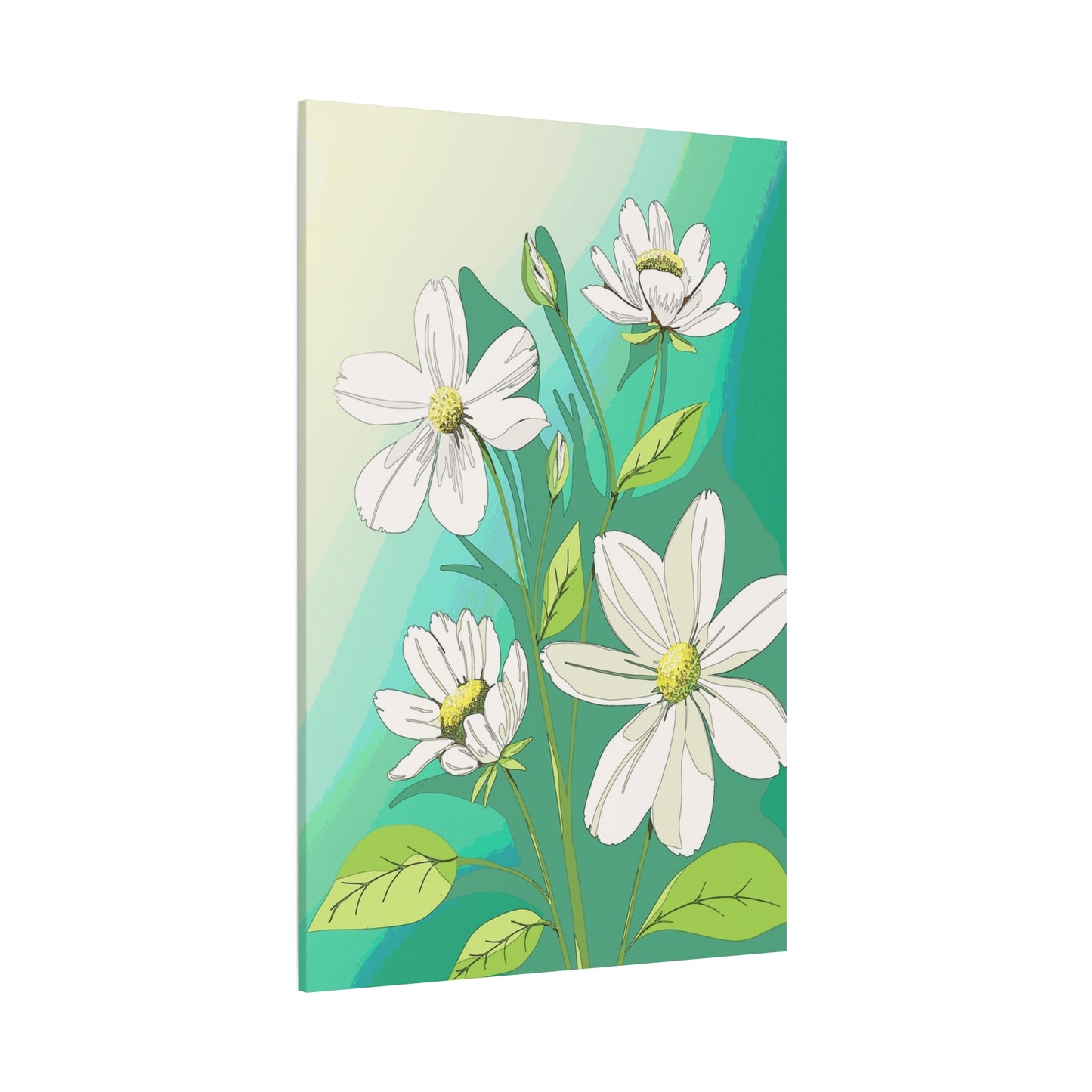 Matte Canvas, Stretched, 1.25" White Flowers