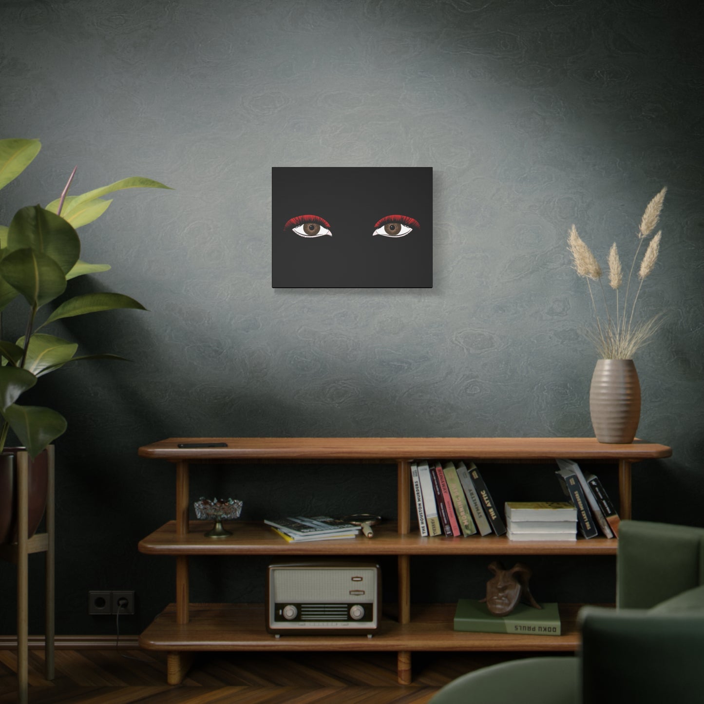 Red Lashes Wall Art Canvas — Glam Eyes Makeup Decor