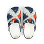Kids Abstract Navy & Orange EVA Foam Clogs — Slip-On Summer Sandals
