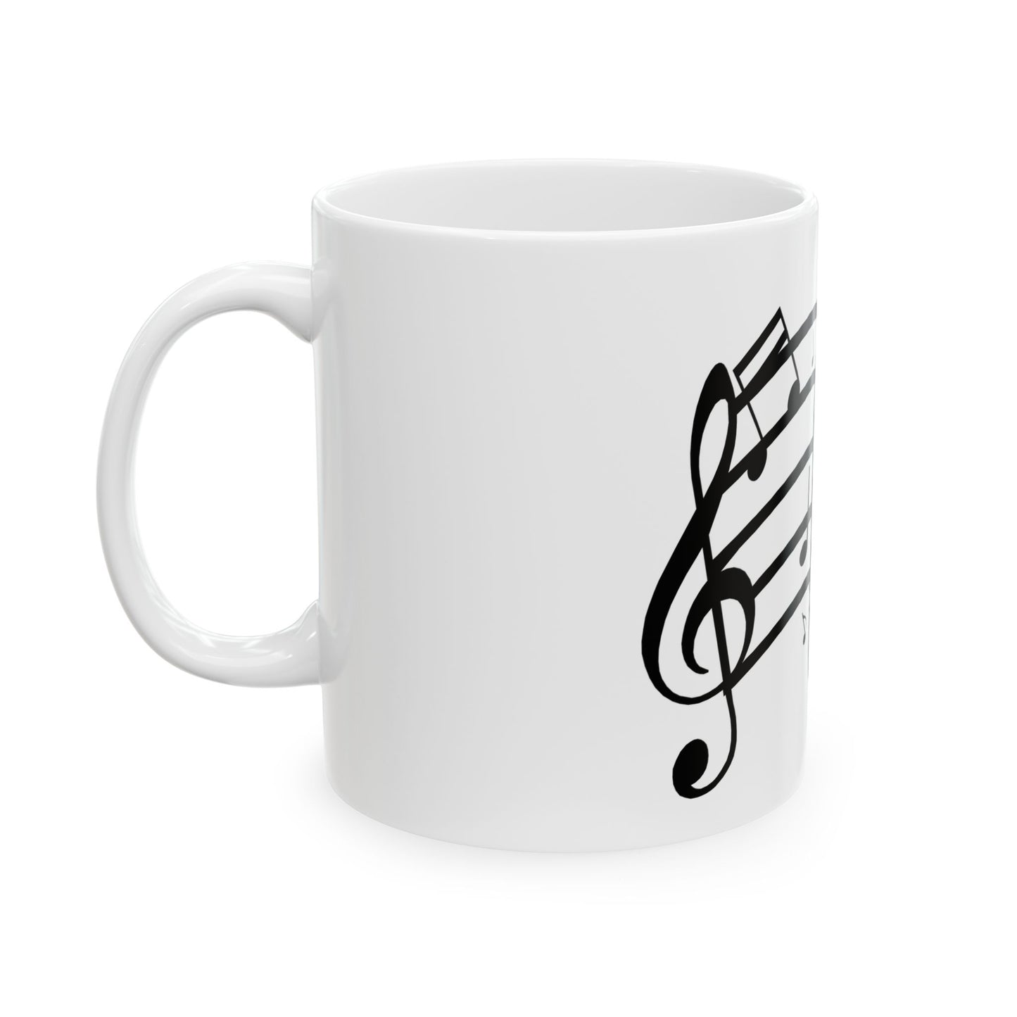 Music Notes Ceramic Mug — Musical Staff Coffee Cup for Musicians & Music Lovers (11oz/15oz)