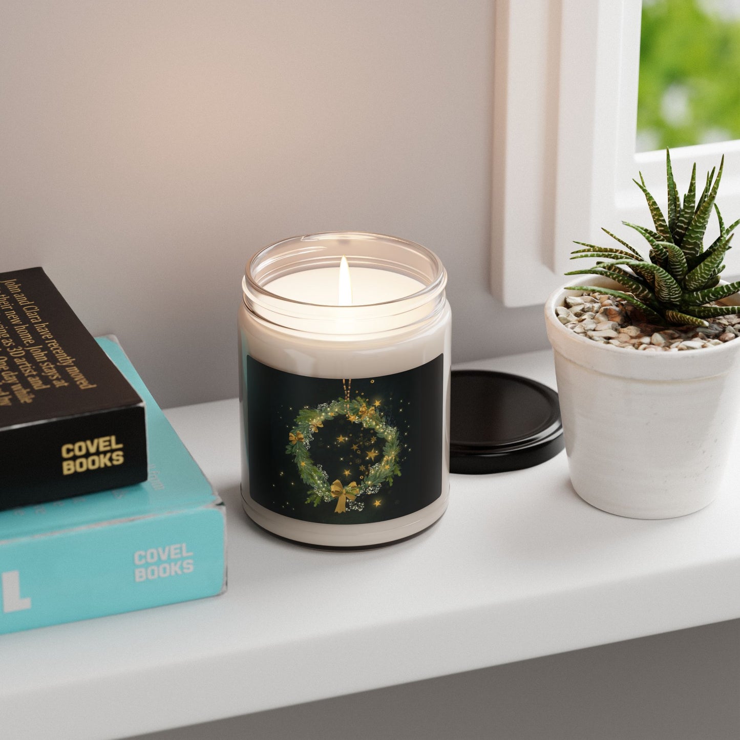 Holiday Wreath Soy Candle — 9oz Scented Christmas Candle
