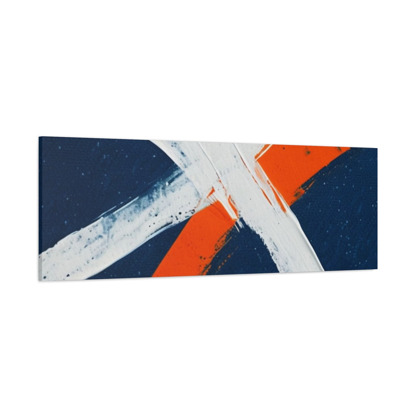 Abstract Navy & Orange Brushstroke Canvas