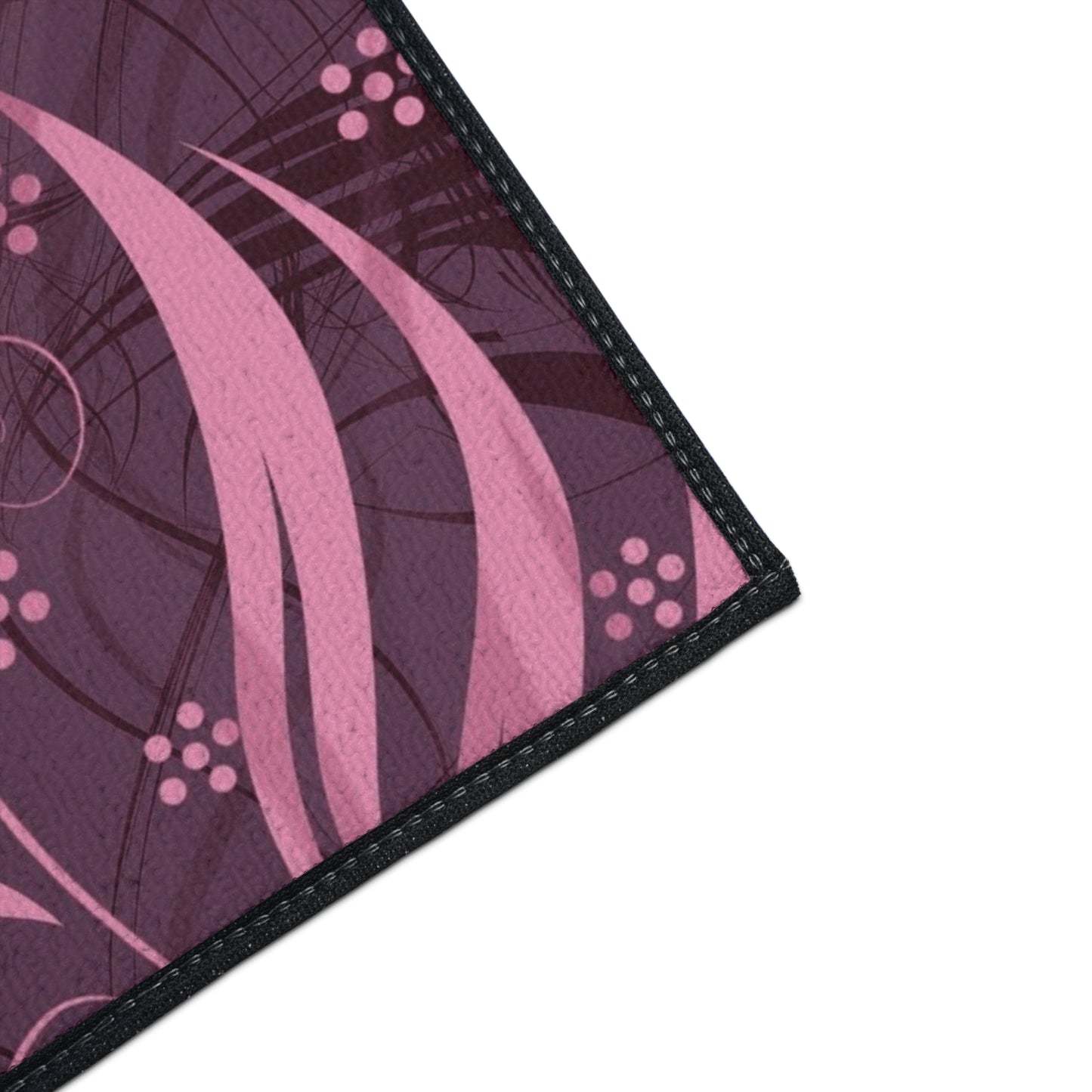 Floral Swirl Heavy-Duty Floor Mat — Pink Abstract Entry Rug