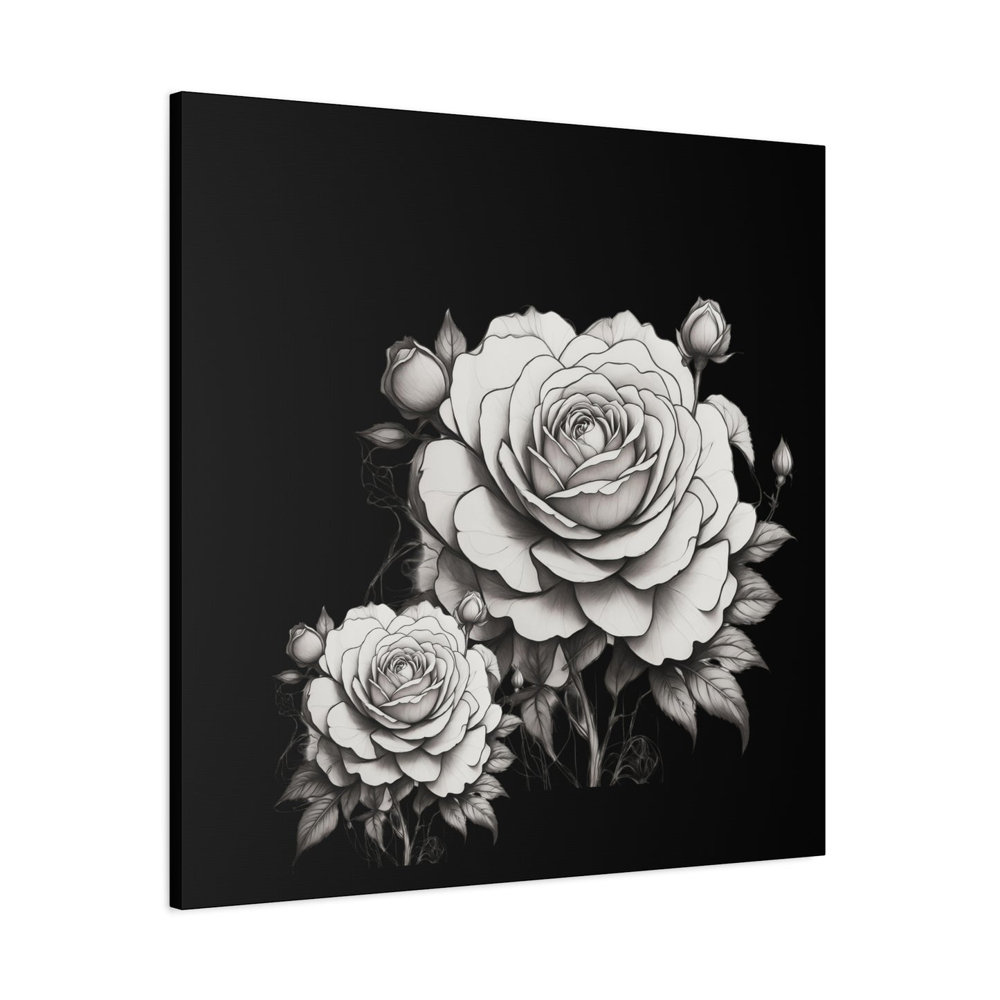 Monochrome Rose Canvas Print — Black & White Floral Wall Art