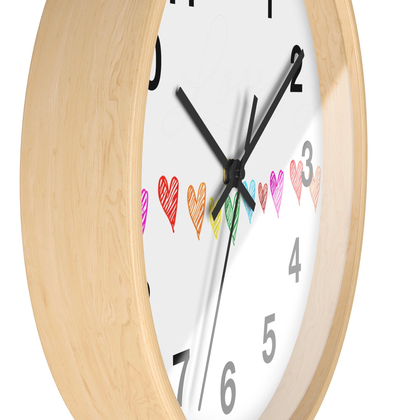 Rainbow Hand-Drawn Hearts Wall Clock | Colorful Heart Line Clock