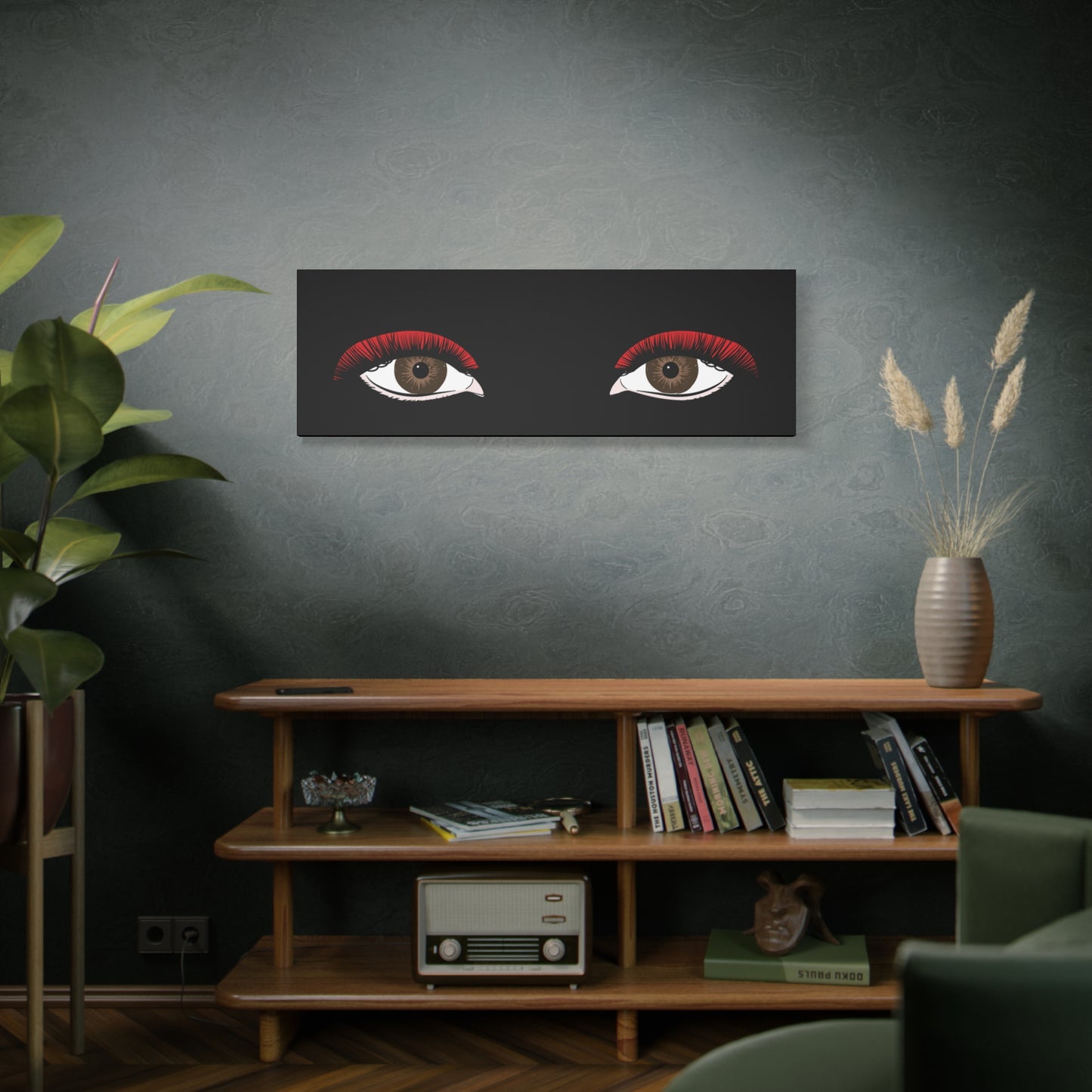Red Lashes Wall Art Canvas — Glam Eyes Makeup Decor