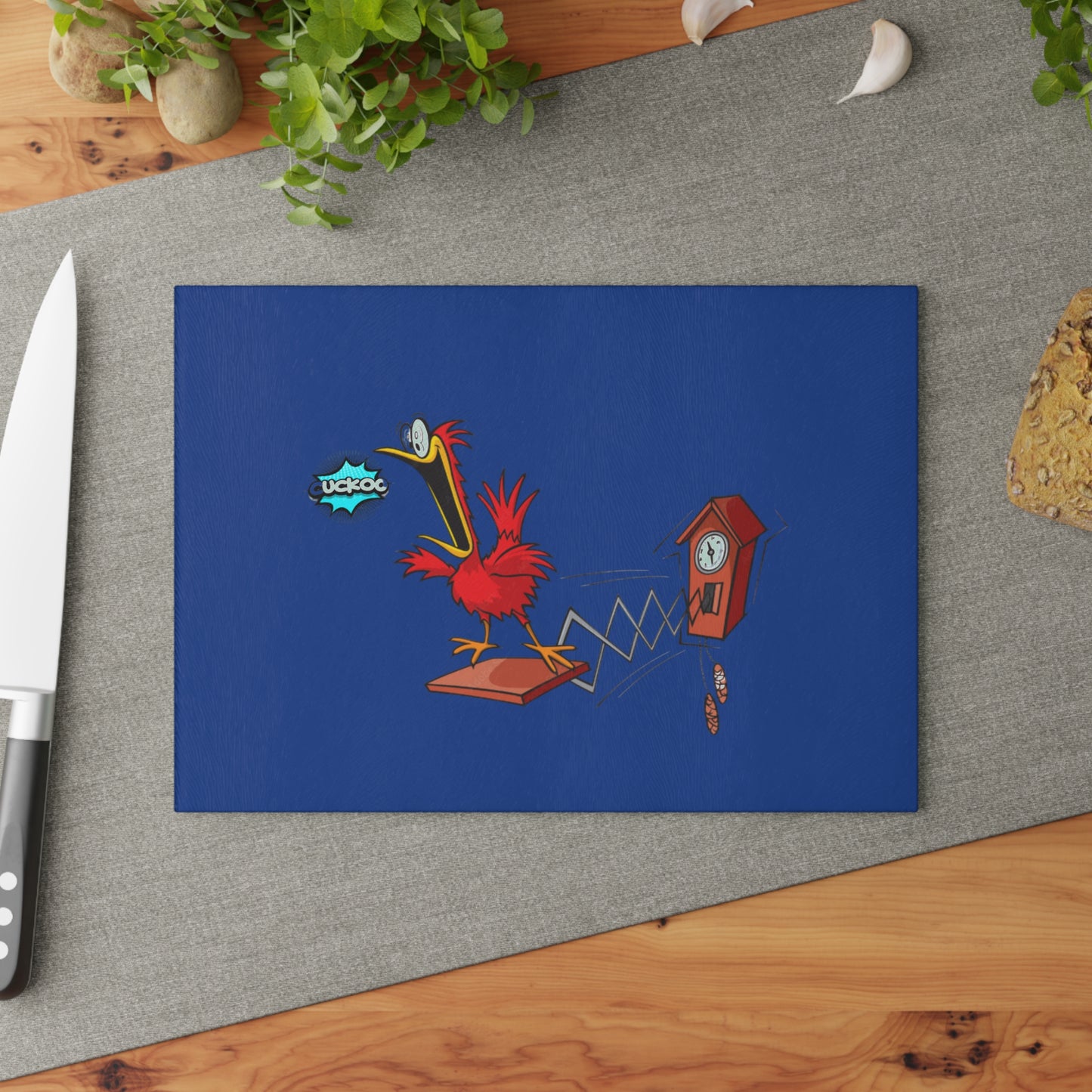 Whimsical Bird Glass Cutting Board