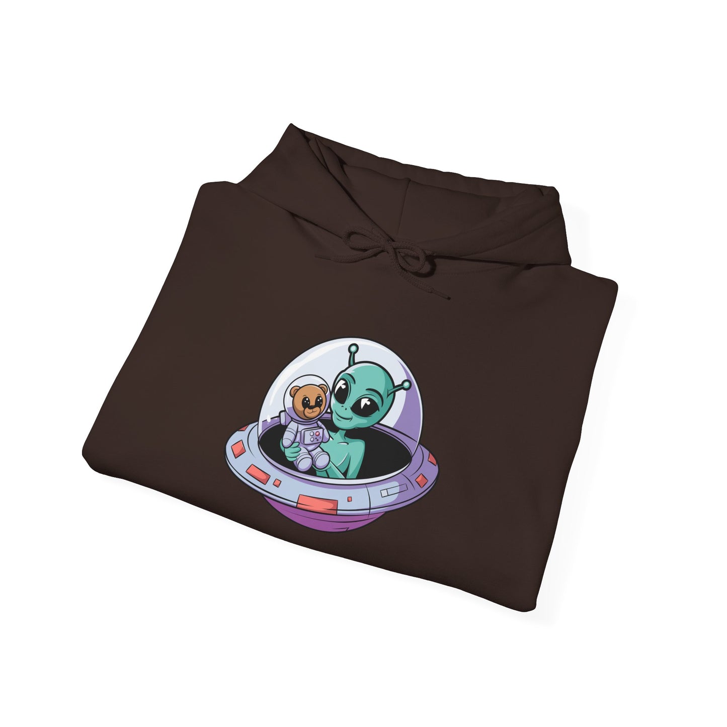 Cute Alien and Kid Hoodie, Unisex Heavy Blend Sweatshirt, UFO Lover Gift, Halloween Costume, Space-Themed Outfit, Birthday Present