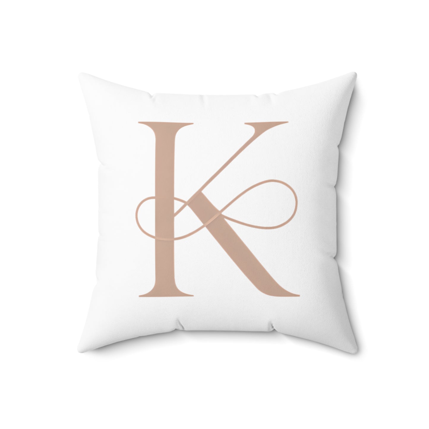 Monogram K Decorative Pillow — Elegant Rose Gold Initial Throw Pillow