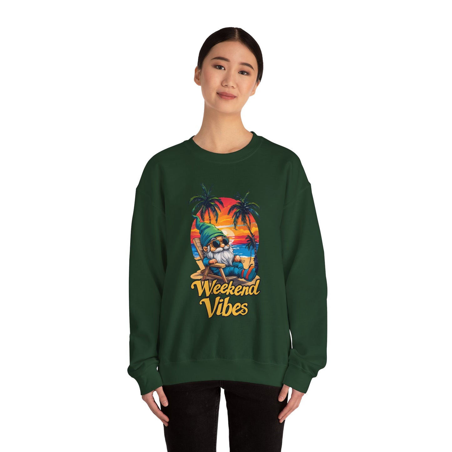 Crewneck — "Weekend Vibes" Tropical Gnome Sweatshirt