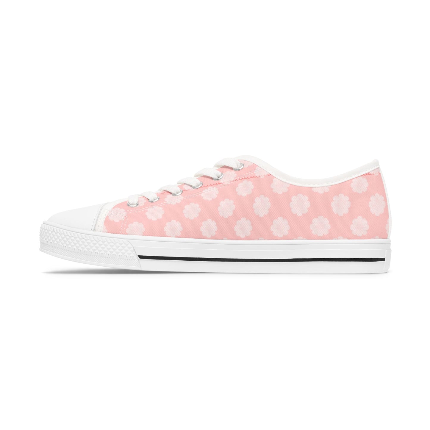 Pink Daisy Low Top Sneakers —  Floral Canvas Casual Shoes
