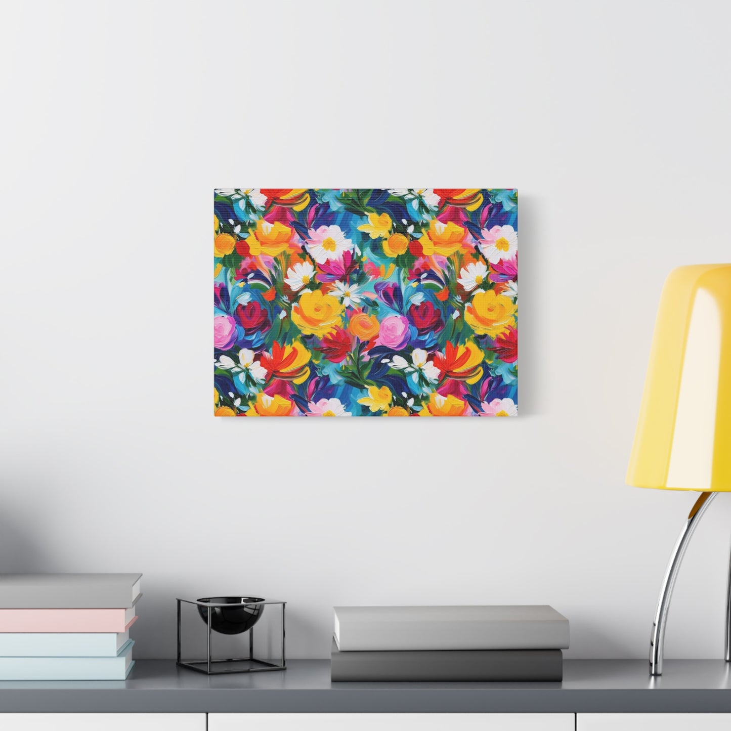 Vibrant Floral Matte Canvas Wall Art — Colorful Garden Print, Stretched 1.25"