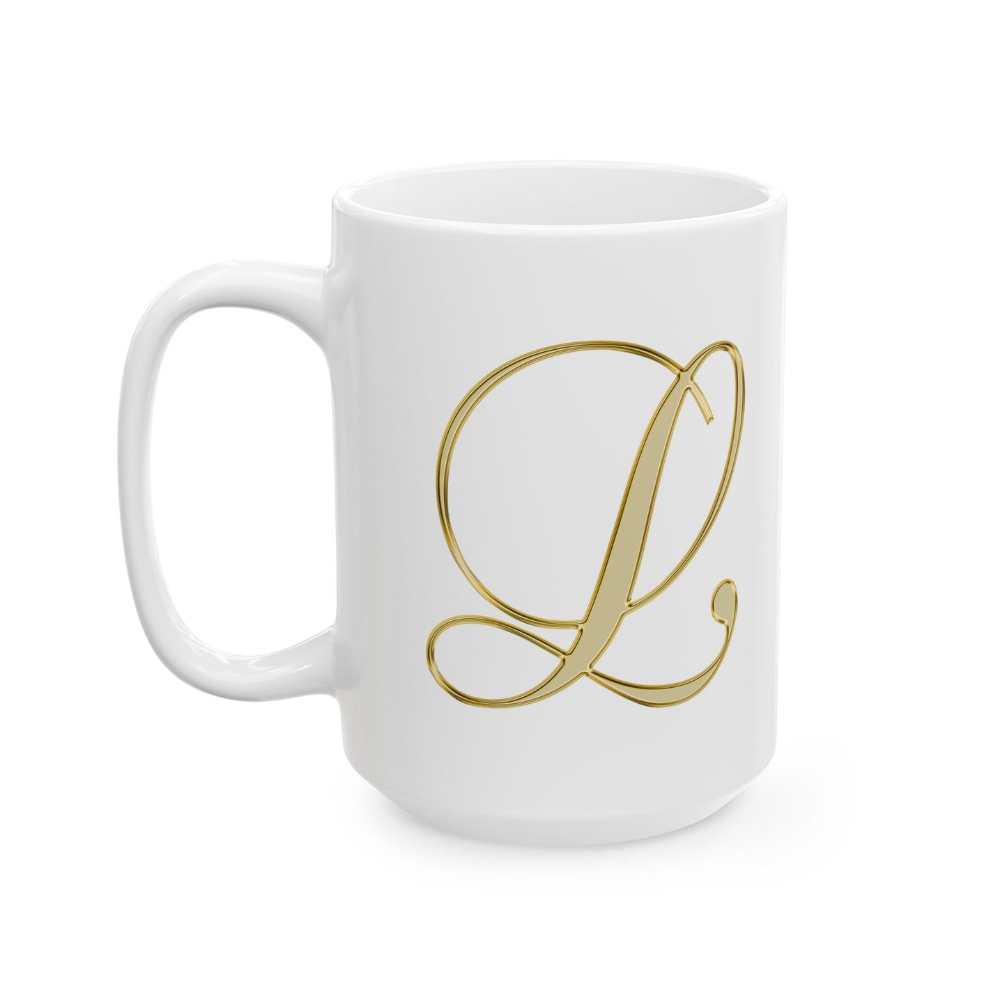 Gold Script Love Ceramic Mug — Elegant Valentine's Day Coffee Cup (11oz, 15oz)