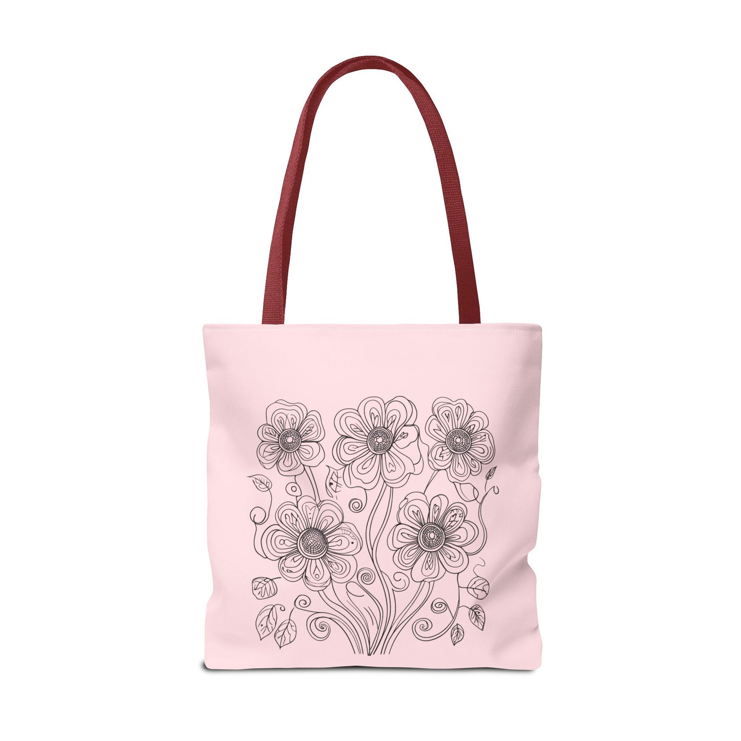 Floral Doodle Pink Tote Bag — Hand-Drawn Flower Design