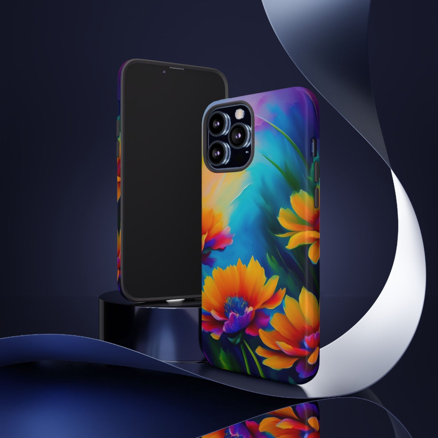 Floral Sunset Tough Phone Case — Vibrant Watercolor Flowers Protective Cover