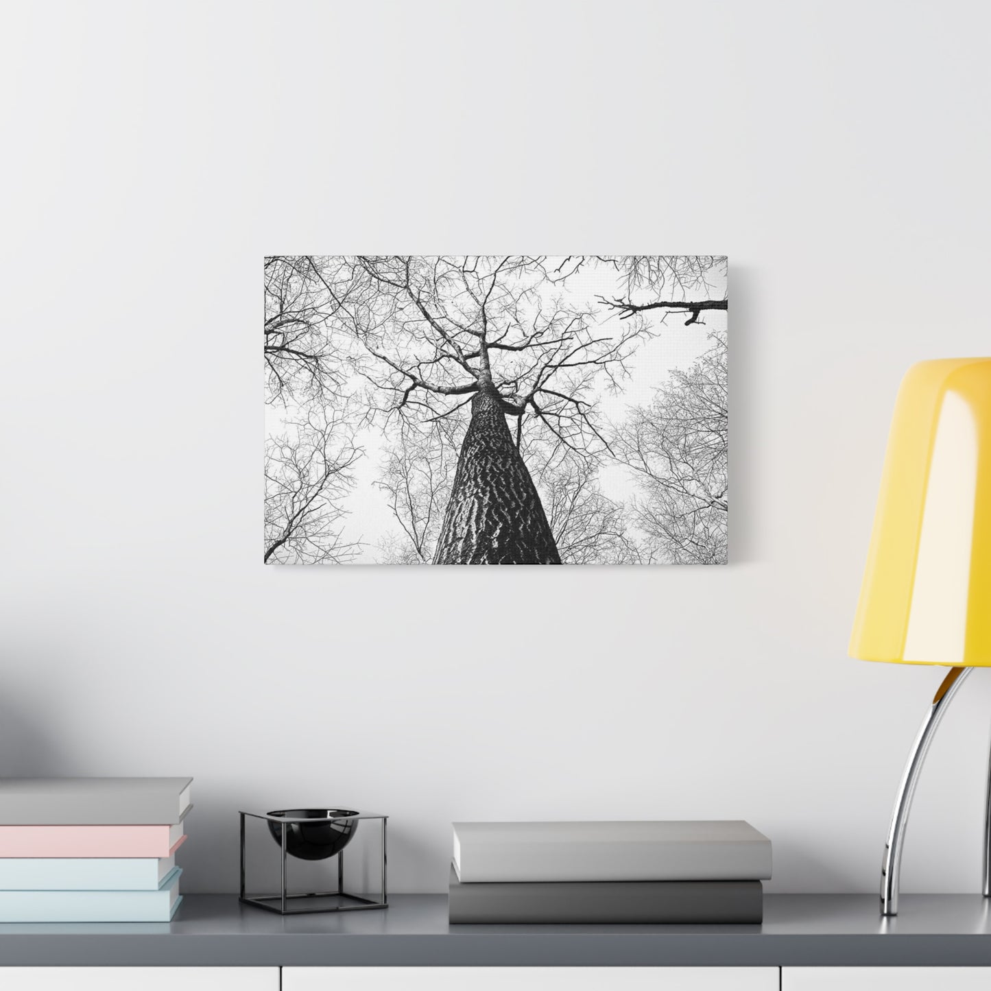 Black & White Tree Canopy Matte Canvas Wall Art — Upward Forest Photography