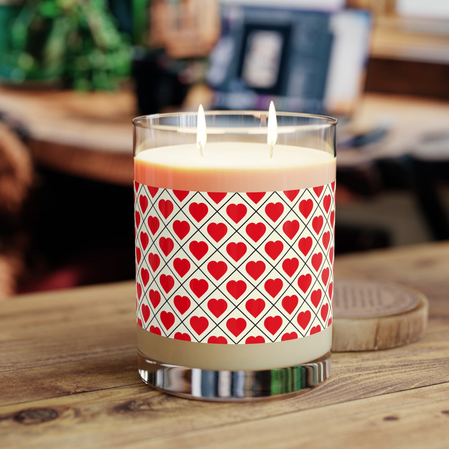 Heart Pattern Scented Candle — 11 oz Decorative Glass Candle for Valentine’s Gifts