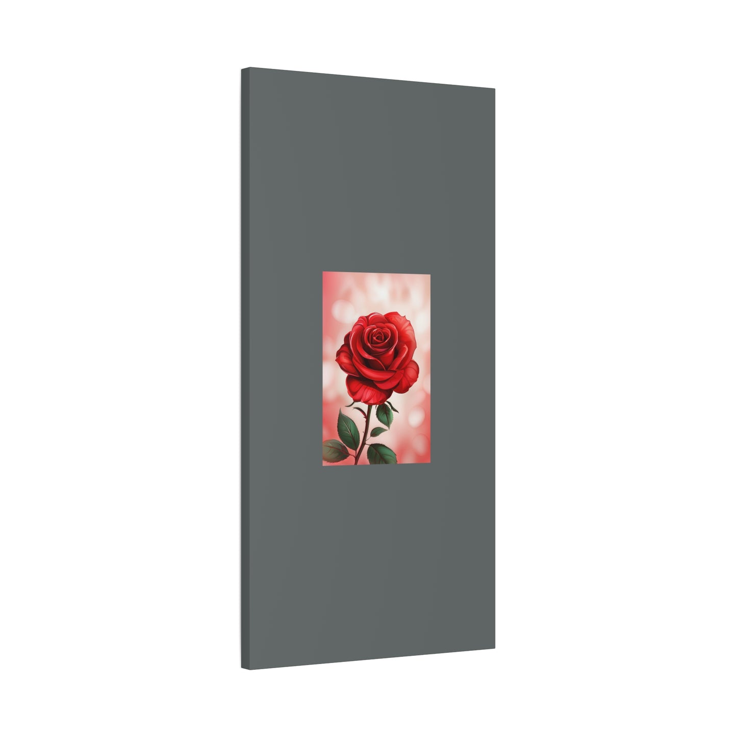 Red Rose Vertical Matte Canvas Print — Romantic Floral Wall Art