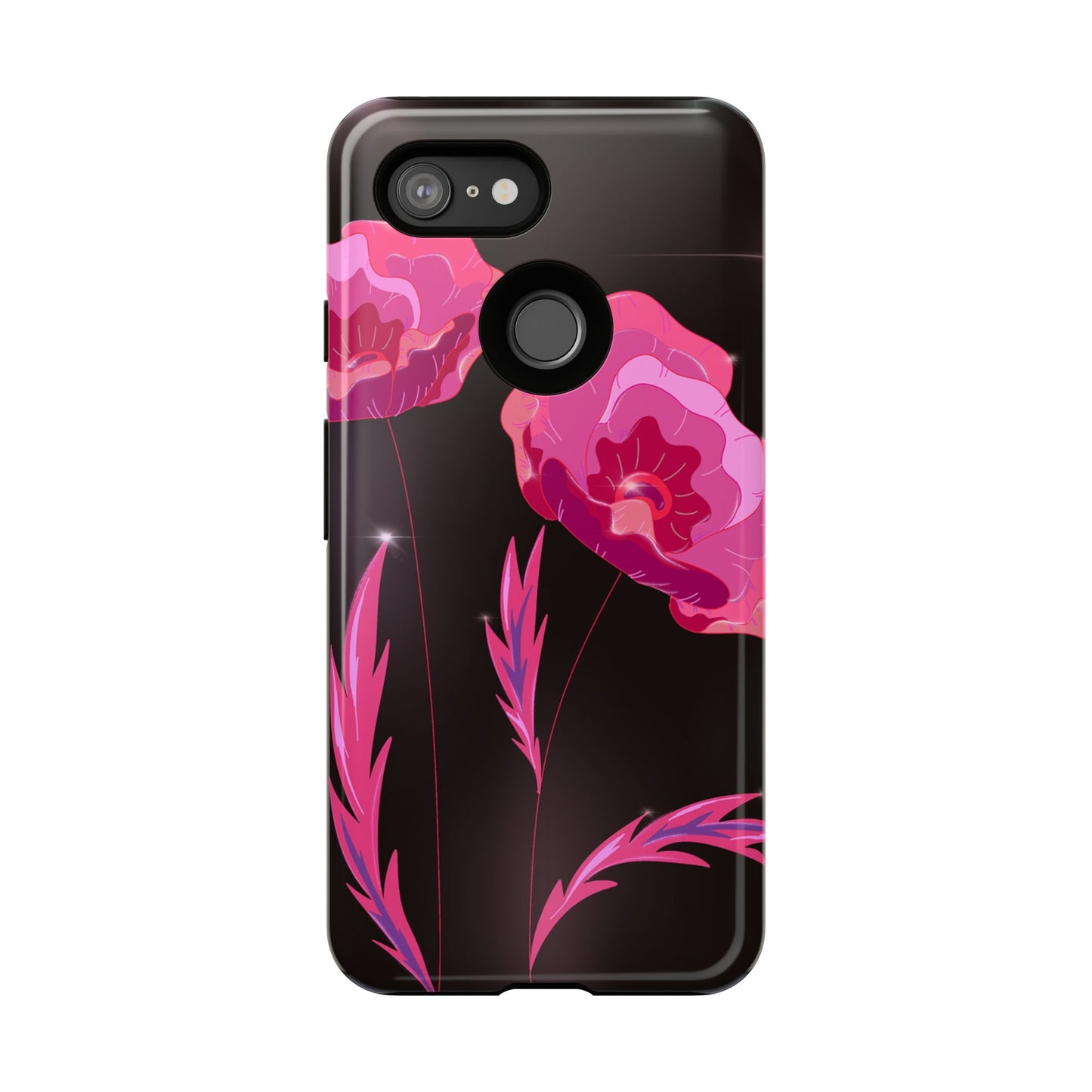 Floral iPhone Case | Tough Cases with Pink Poppy Design, Elegant Flower Phone Cover, Gift for Her, Spring Accessories, Chic Tech