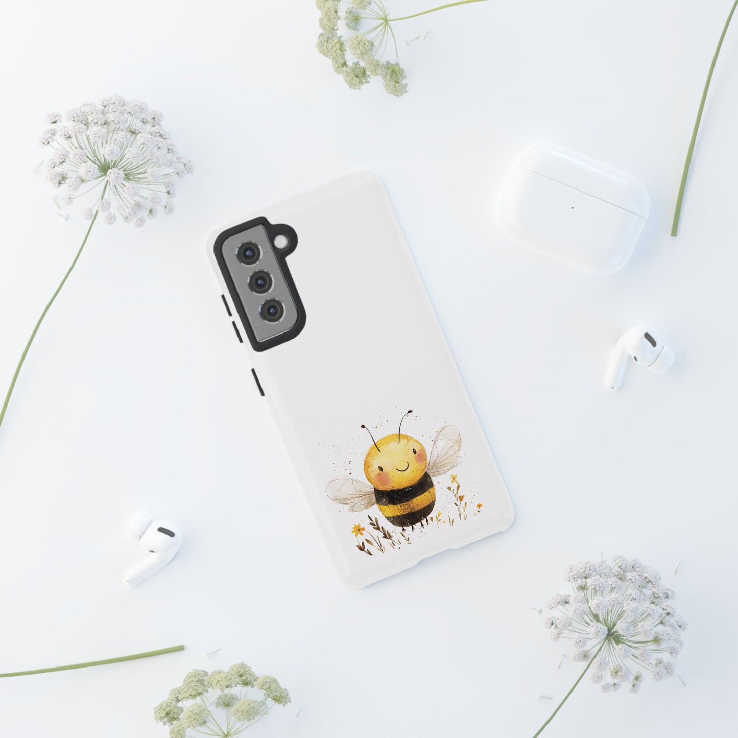 Bee Phone Case, Cute Bee Design, Tough Phone Cover, Gift for Nature Lovers, Floral Bee Mobile Case, Bee-themed Accessory