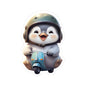 Adorable Penguin Scooter Kiss-Cut Sticker