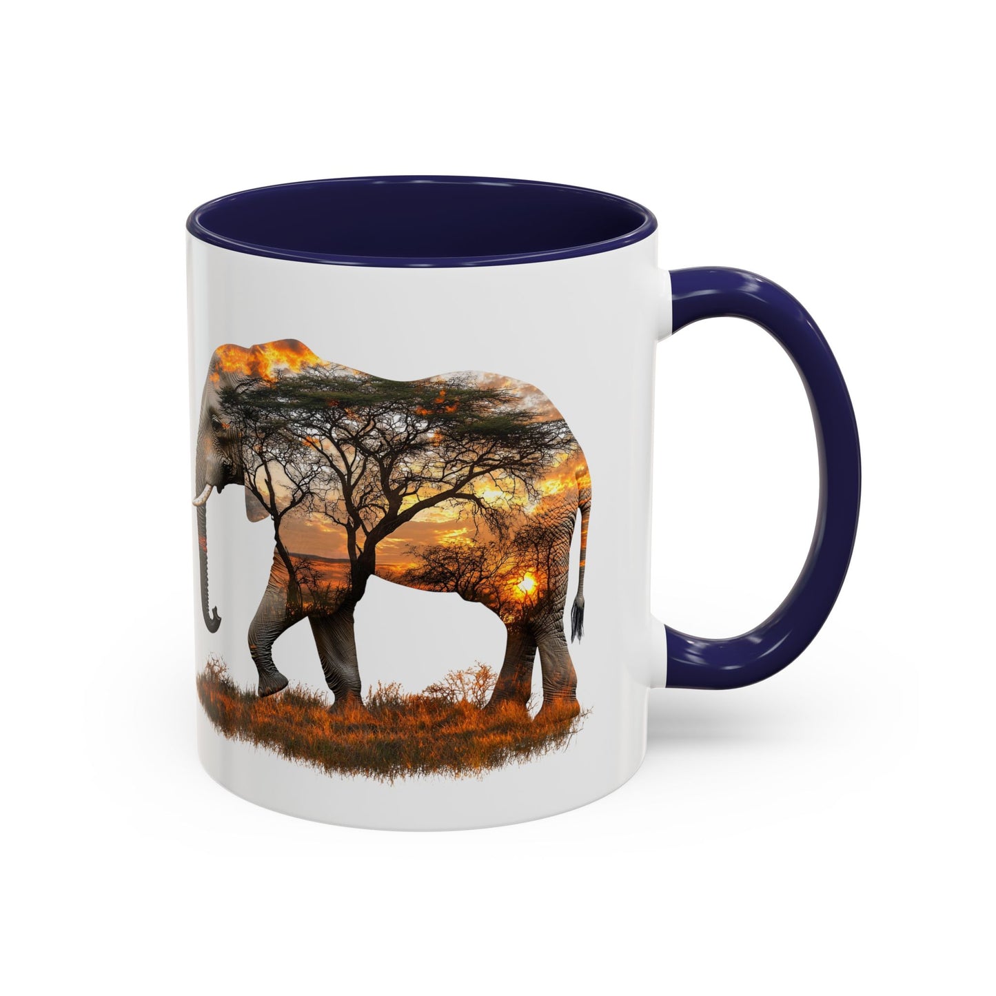 Elegant Elephant Accent Coffee Mug - Nature Lover Gift, Animal Lover Mug