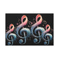 Musical Treble Clef Canvas Wall Art — Pastel Ribbon Notes on Black
