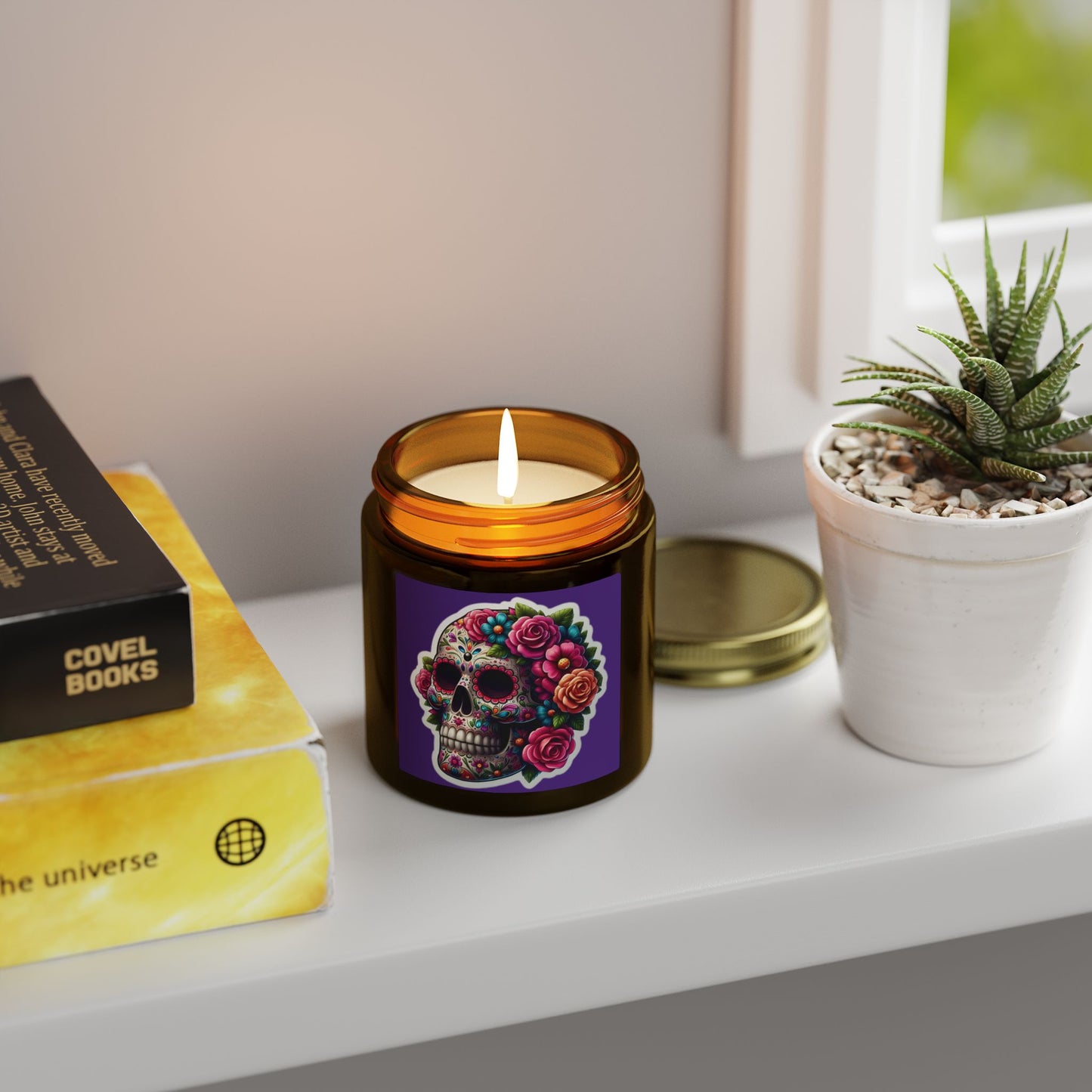 Day of the Dead Sugar Skull Scented Candle — Coconut Apricot Wax (4oz & 9oz)